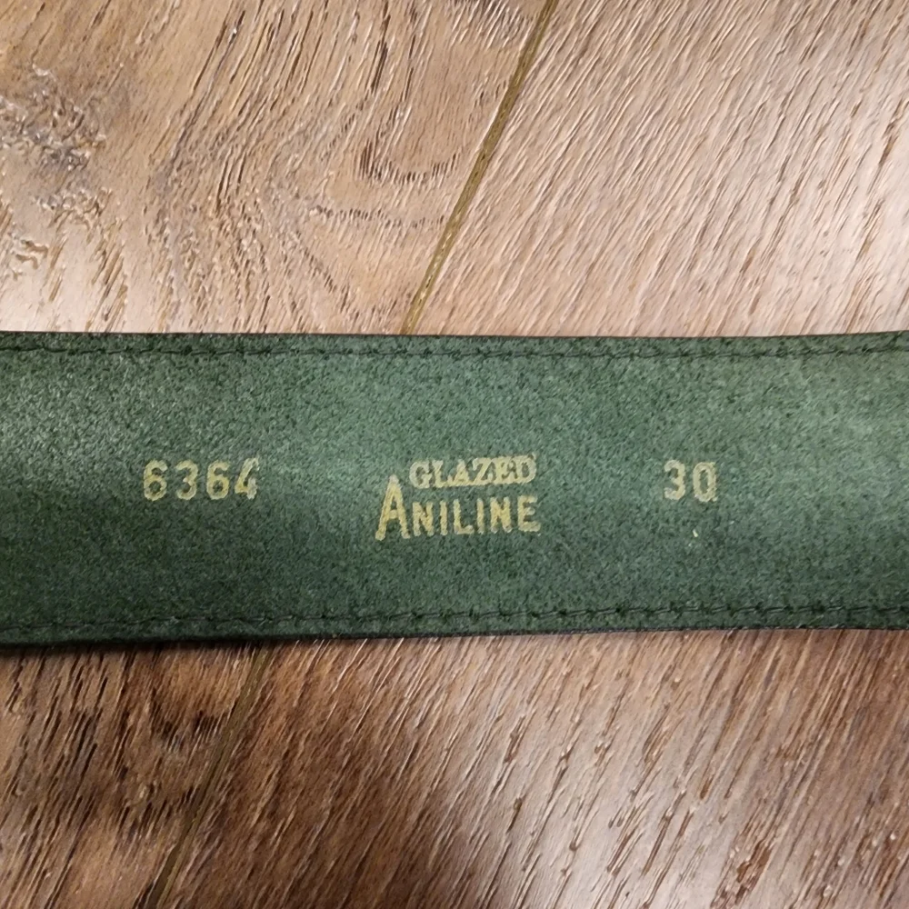 Vintage Forest Green Glazed Aniline Leather Wide Belt Naturally Distressed 30